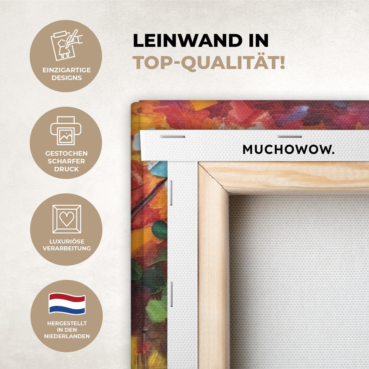 LEINWANDBILD Landschaft - Wald - Farben - Natur Wandbild Wohnzimmer 50x50 cm - Multicolor, Textil (50/50cm) - MuchoWow