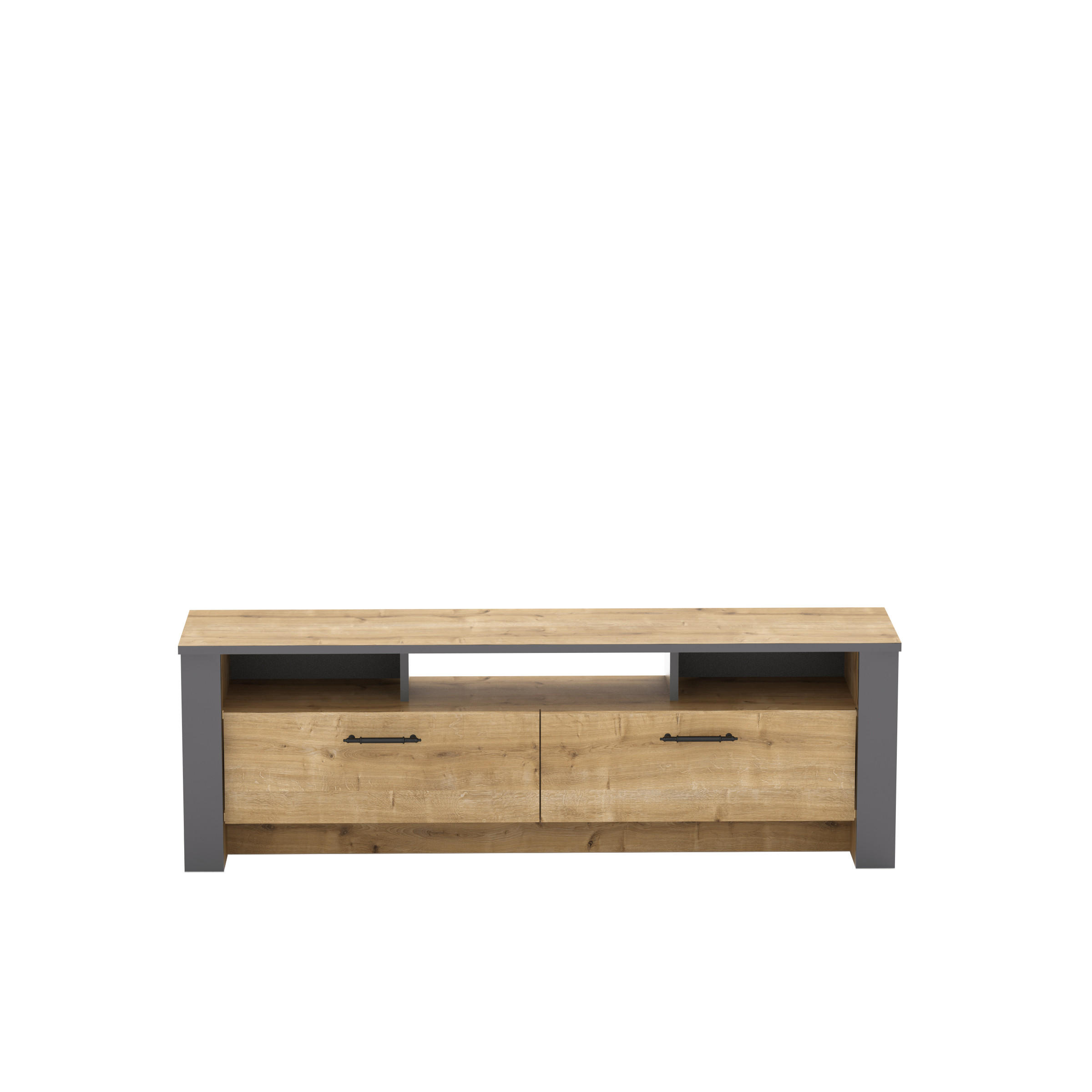XXXLutz Tv-Element Alteiche, Schwarz 150x48.7x35 cm