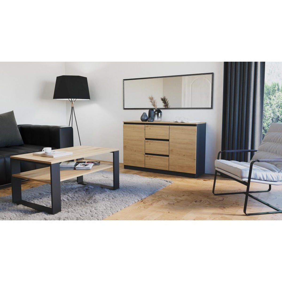 KOMMODE Anthrazit, Artisan 120/75/40 - Anthrazit, Holzwerkstoff (120/75/40cm) - RAUMHIRSCH FURNITURE