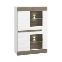 VITRINE – 92 cm – Blanco – Grau / Kieferfarben - Grau/Kieferfarben, Holzwerkstoff (92/140/42cm) - hi-markt
