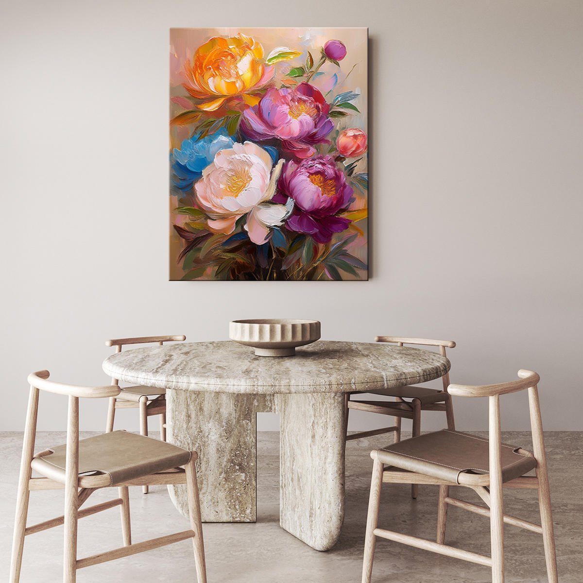 WANDBILD farbige pfingstrosen blumen - Multicolor, Textil (40/60cm) - Feeby