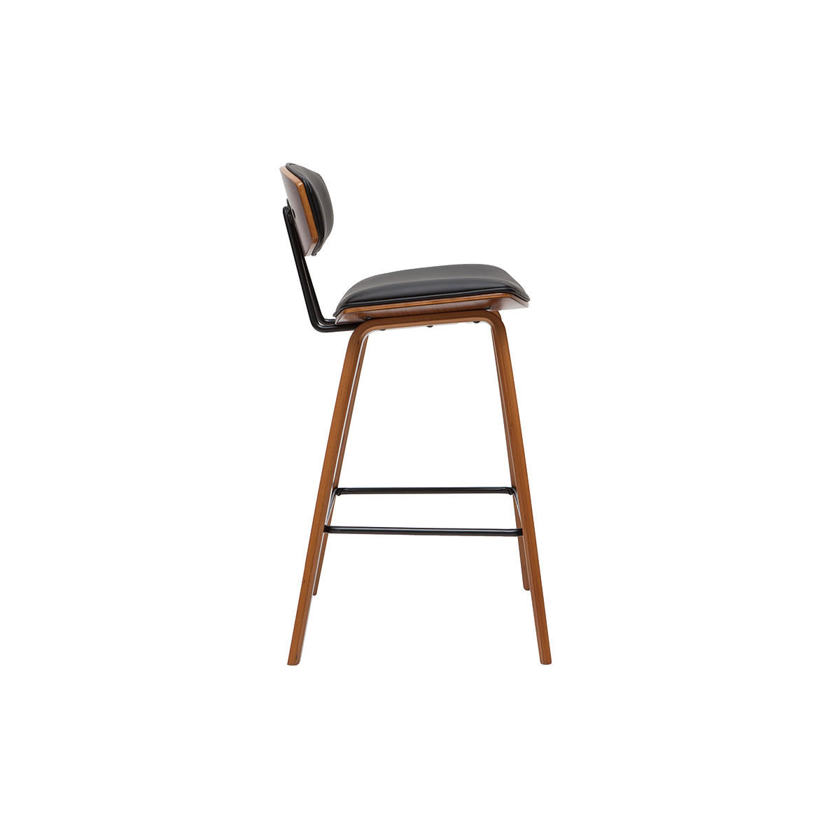 BARHOCKER Schwarz Dunkles Holz H69 cm 2er-Set VASCO - Walnussfarben, Holz (48.5/90.5/50cm) - Miliboo