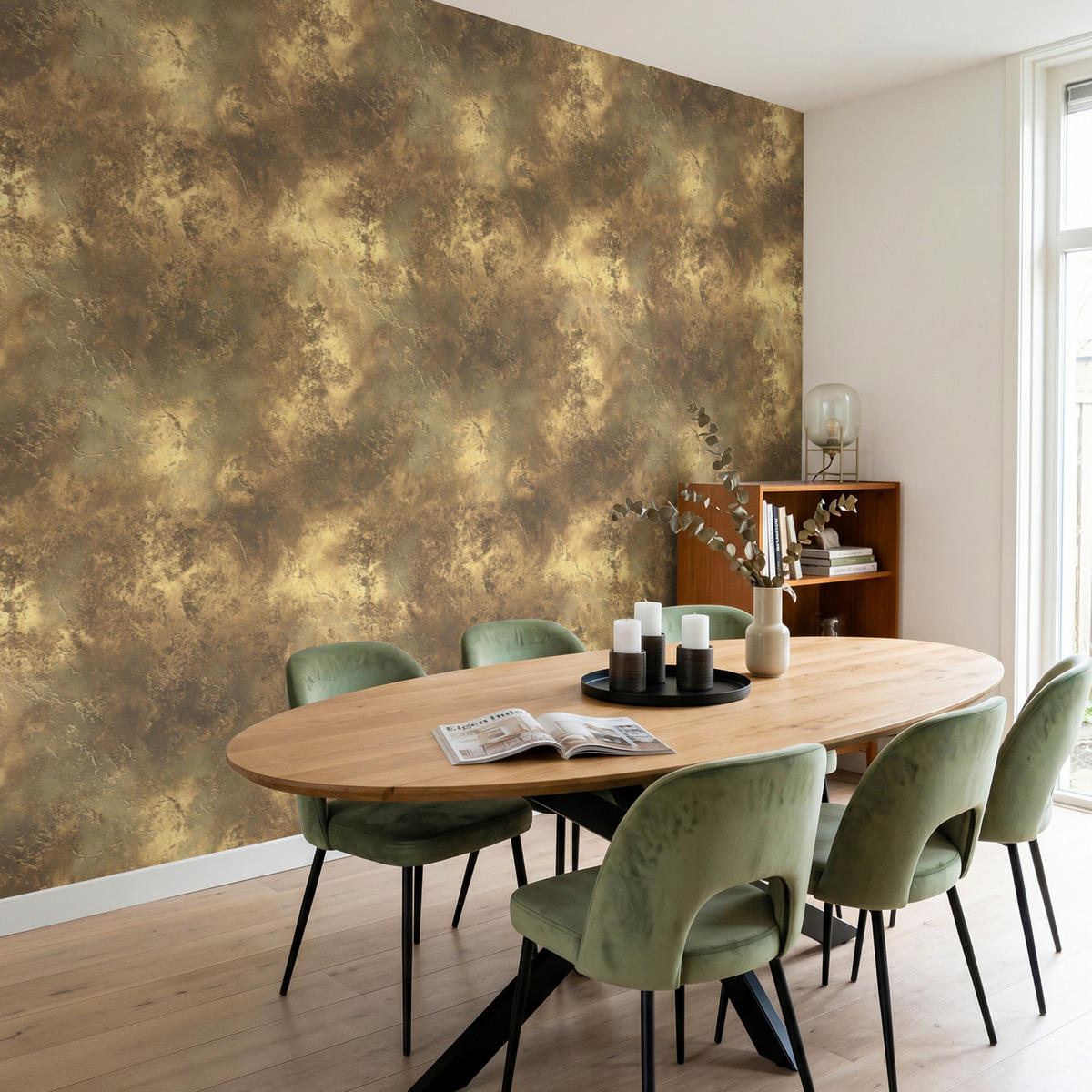 TAPETE - Antik - Metallic-Look - Gold - 280x240 cm - Messingfarben, Papier (280/240cm) - OnlyWow