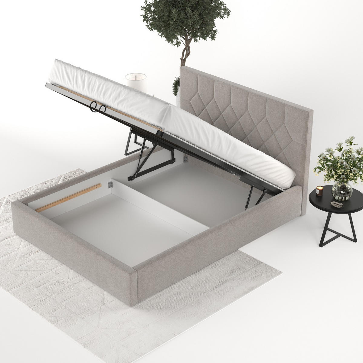 POLSTERBETT Brisa 180/200 cm Beige im Asti Stoff - Beige/Schwarz, Holz/Holzwerkstoff (180/200cm) - AltaBeds