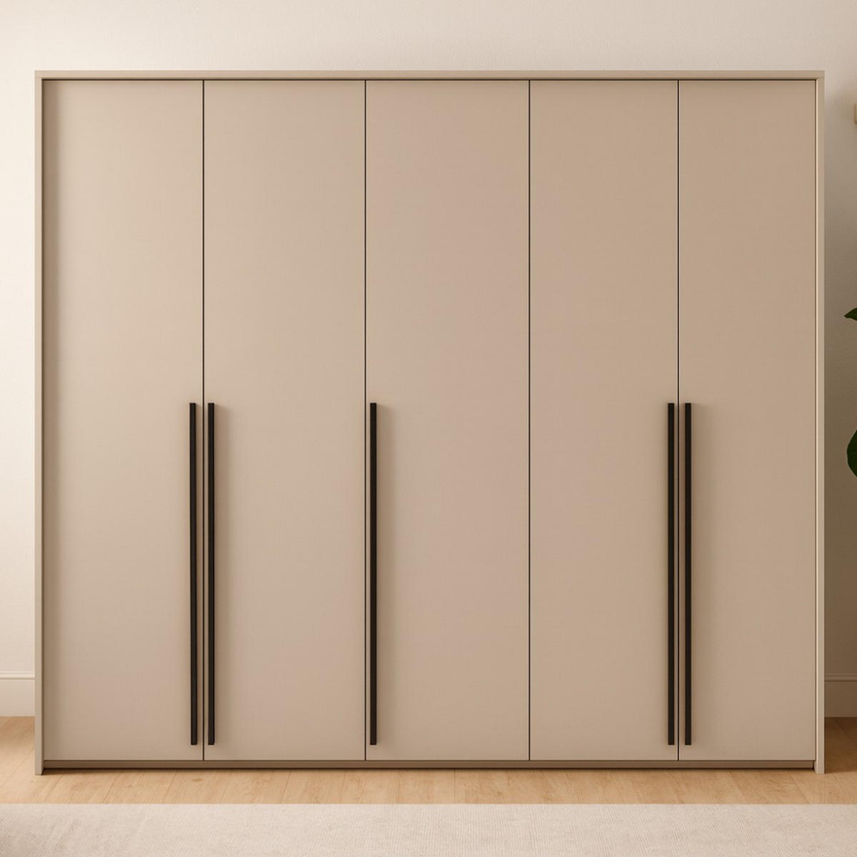 DREHTÜRENSCHRANK Giana mit 5 Türen, 255 cm, Beige Sand - Sandfarben/Beige, Holzwerkstoff (255/215/64.5cm) - Beautysofa
