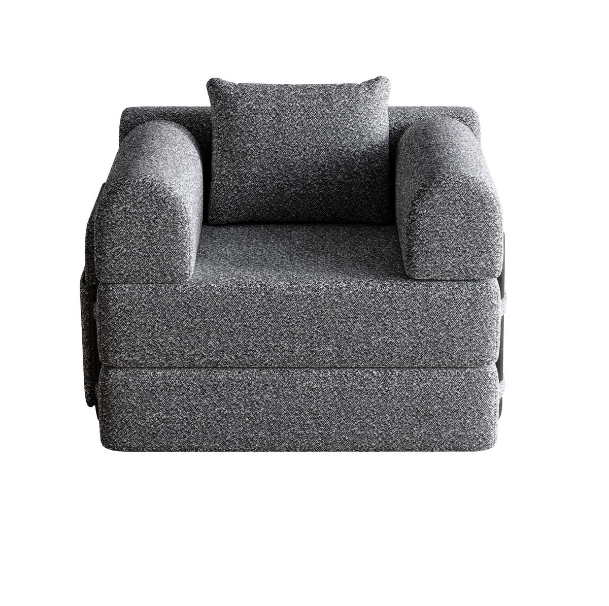 SCHLAFSOFA in Grau – 2-in-1, klappbar mit Armlehnen-Staufach - Grau, Textil (181.6/49.5/94cm) - BEAOK