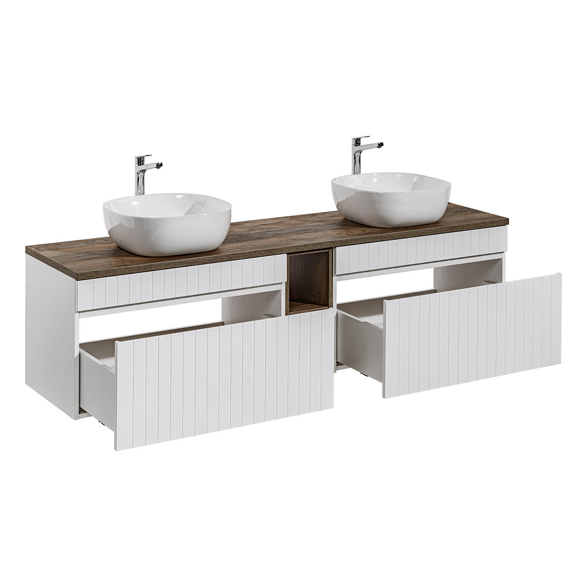 KOUPELNOVÝ NÁBYTEK 180cm Zelie 2er-Set Bílá - bílá, kompozitní dřevo (180/48/46cm) - Petits-meubles