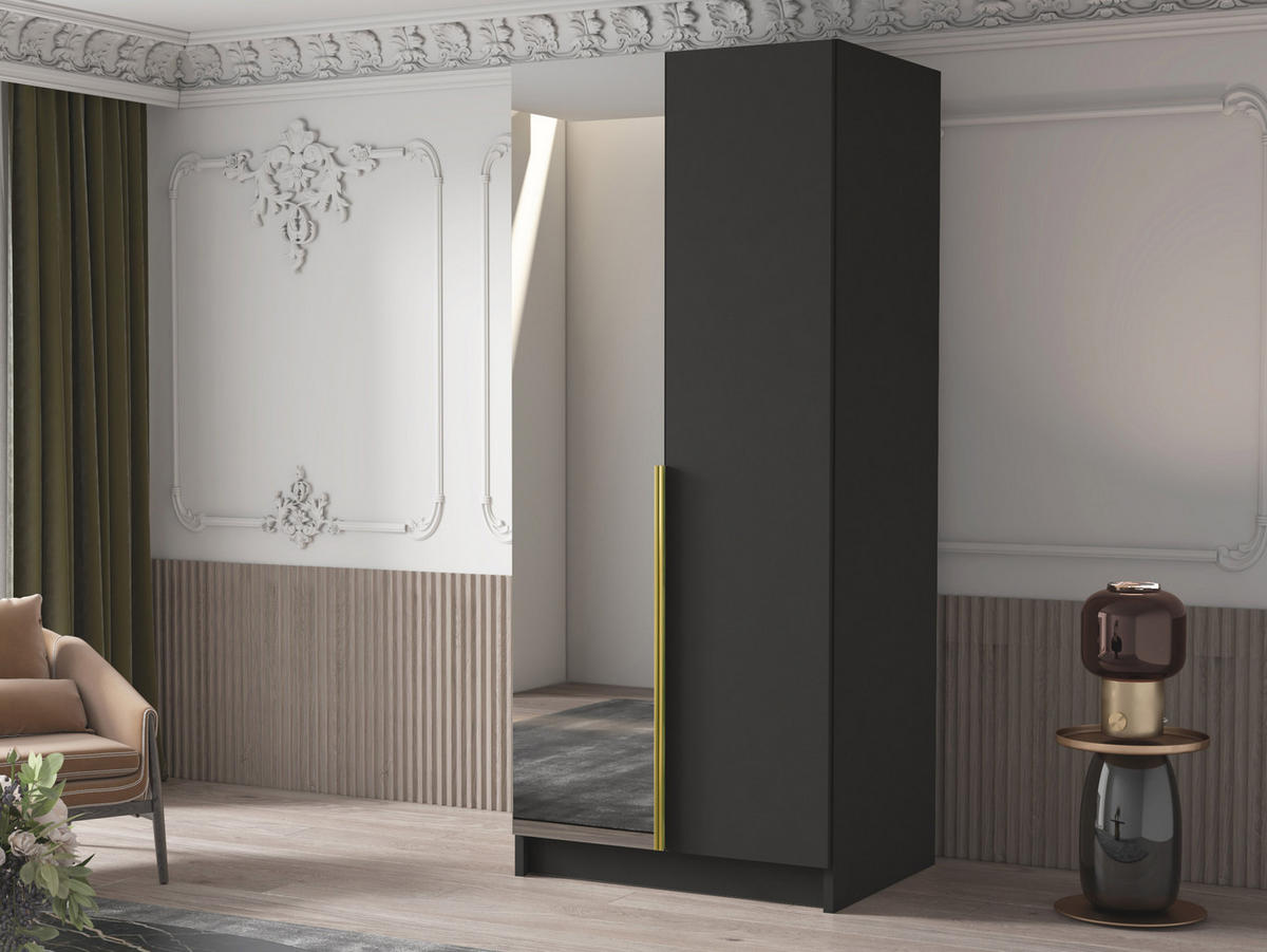 KLEIDERSCHRANK Bono II - Goldfarben, Holzwerkstoff/Metall (100/215/58cm) - MIRJAN24