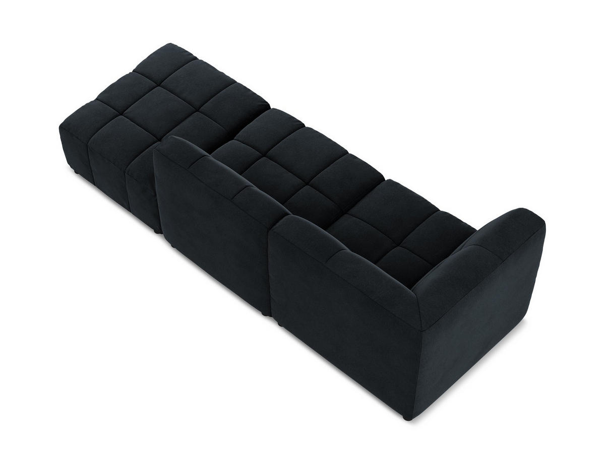 ECKSOFA Rechts Samt Stoff Blau - Türkis/Schwarz, Holzwerkstoff/Kunststoff (240/90cm) - Makamii