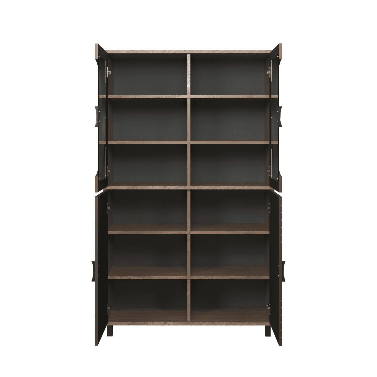 SIDEBOARD mit 4 türen, davon 2 mit gehärtetem glas - fusion 97/42/163 cm - Eschefarben, Holzwerkstoff (42/163/13cm) - Calicosy