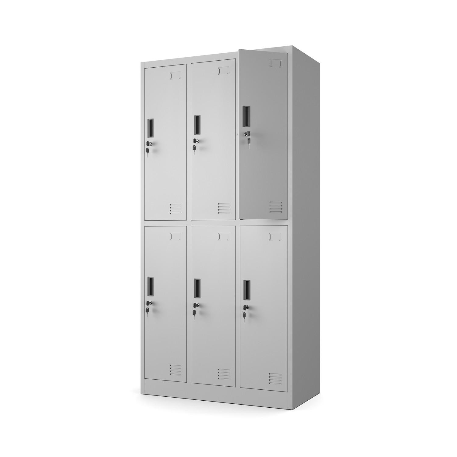 MEHRZWECKSCHRANK mit 6 Fächer Hellgrau Stahl 90x185x45cm - Hellgrau, Metall (90/185/45cm) - Muralo