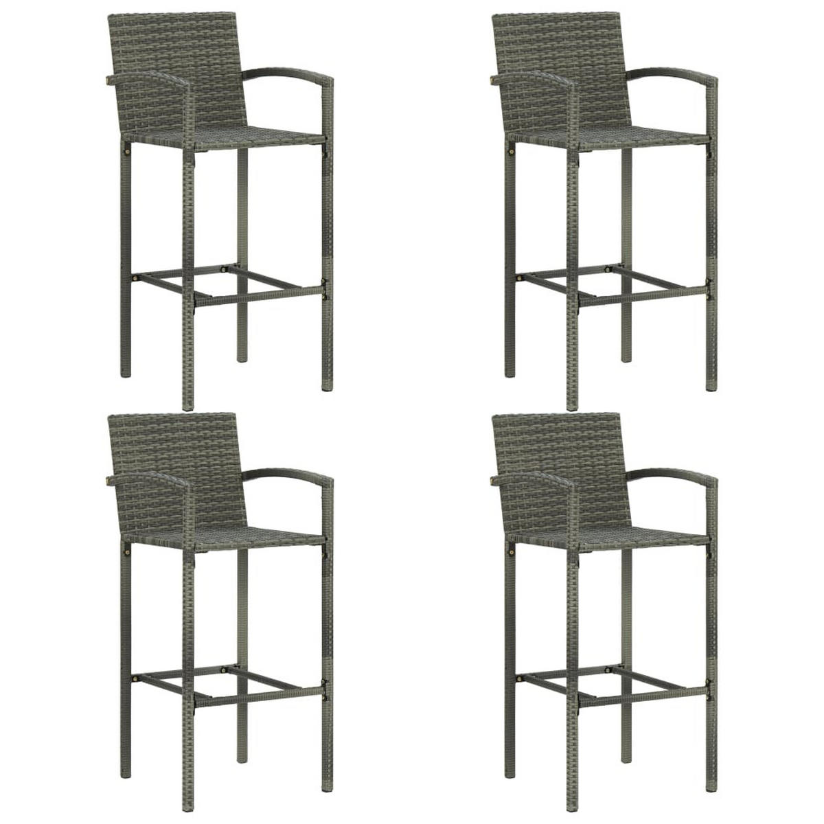 GARTENBAR-SET 5-teilig Poly Rattan Grau - Grau, Kunststoff - vidaXL