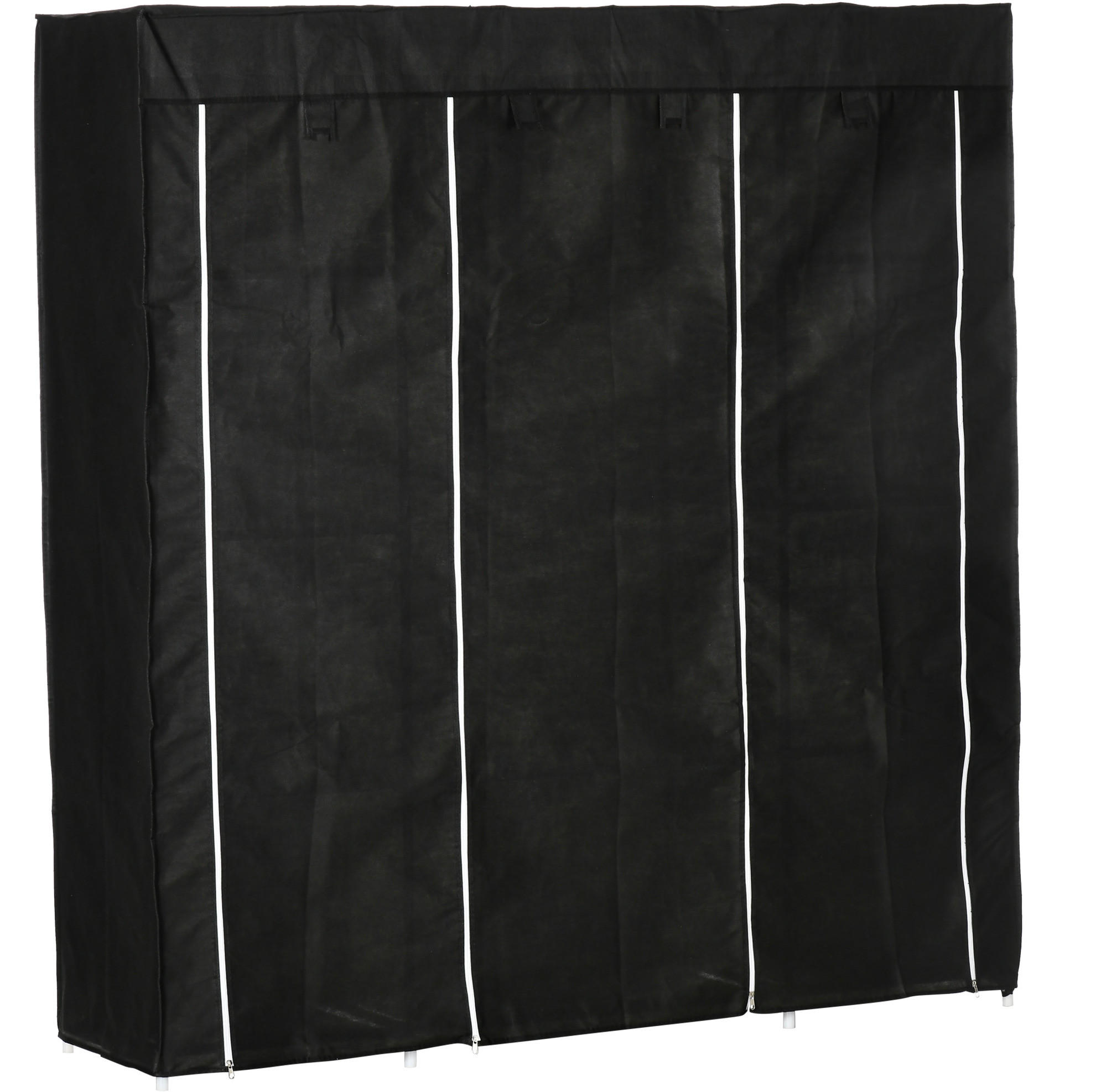 KLEIDERSCHRANK 150/43/162,5 cm in Schwarz mit Kleiderstange und 10 Fächern - Schwarz, Metall (150/162.5/43cm) - BEAOK