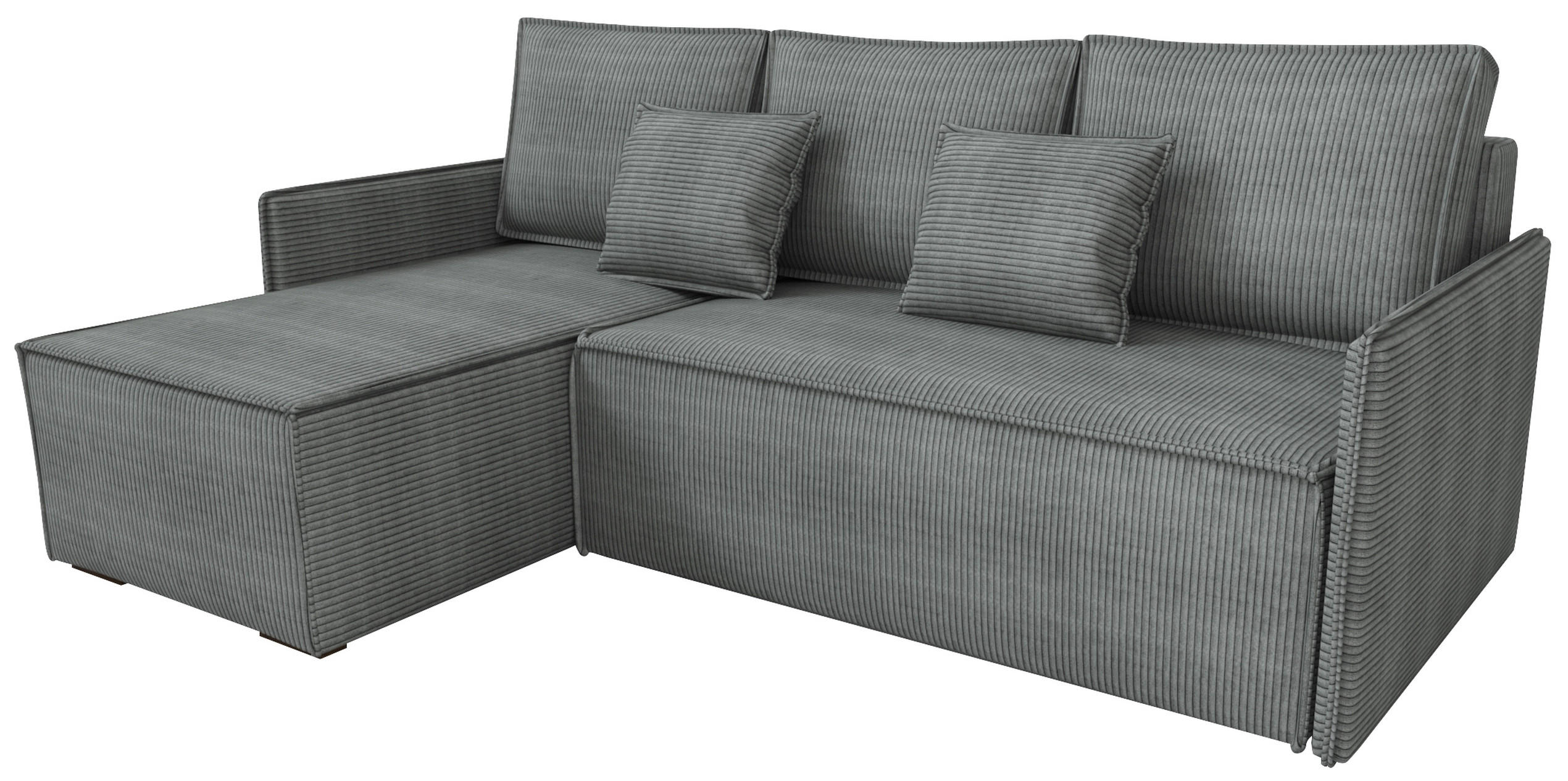 ECKSOFA Atlantic mit Schlaffunktion Grau Cord - Grau, Textil (238/141cm) - Bromarkt