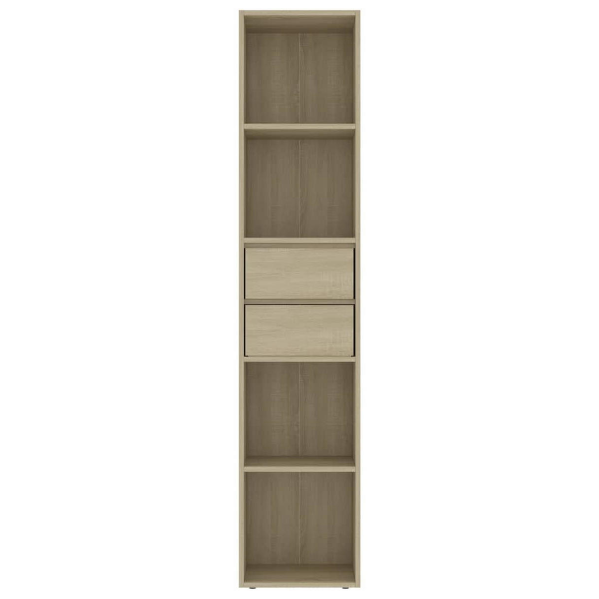 BÜCHERREGAL mit 4 Fächern, 2 Schubladen 36/30/171 cm aus Holzwerkstoff Sonoma-Eiche Dekor - Sonoma Eiche, Holz (36/171/30cm) - vidaXL