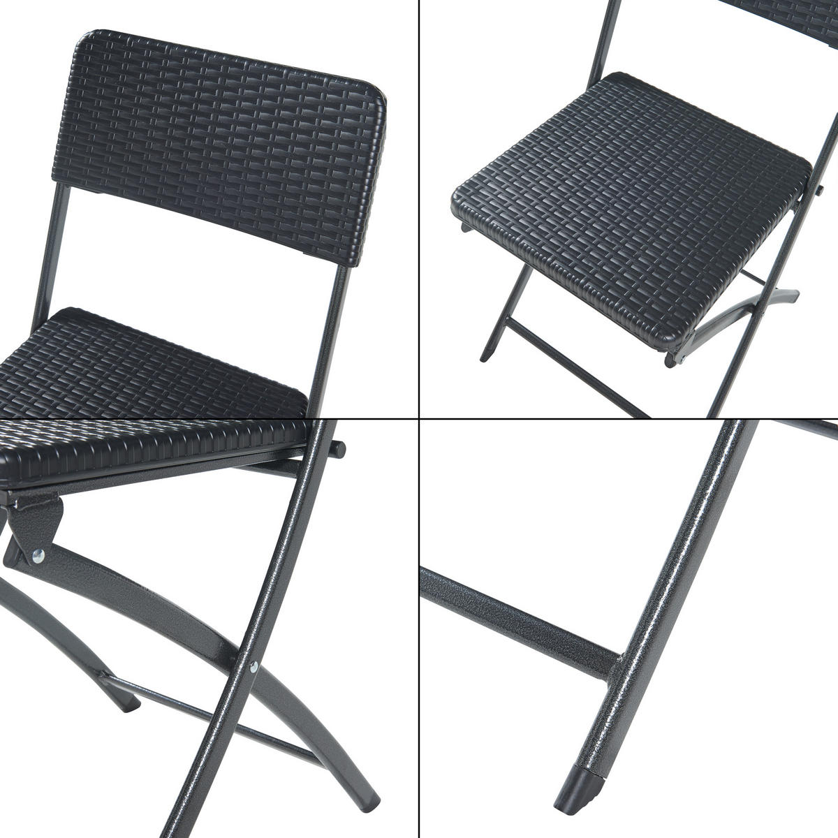 KLAPPSTUHL-SET 2 TLG. Mark - Schwarz, Kunststoff/Metall (45/81/58cm) - [en.casa]