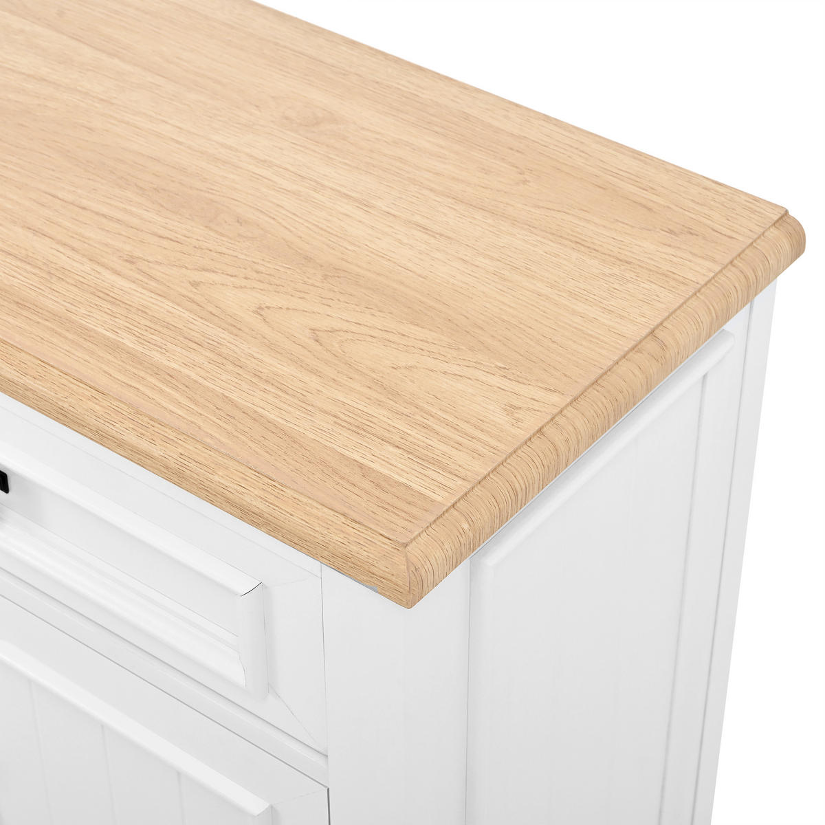 SIDEBOARD in Weiß und Naturfarben mit 3 Schubladen für Wohnzimmer und Esszimmer, B160/T35/H76 cm - Weiß, Holzwerkstoff/Metall (160/76/35cm) - STILVORA
