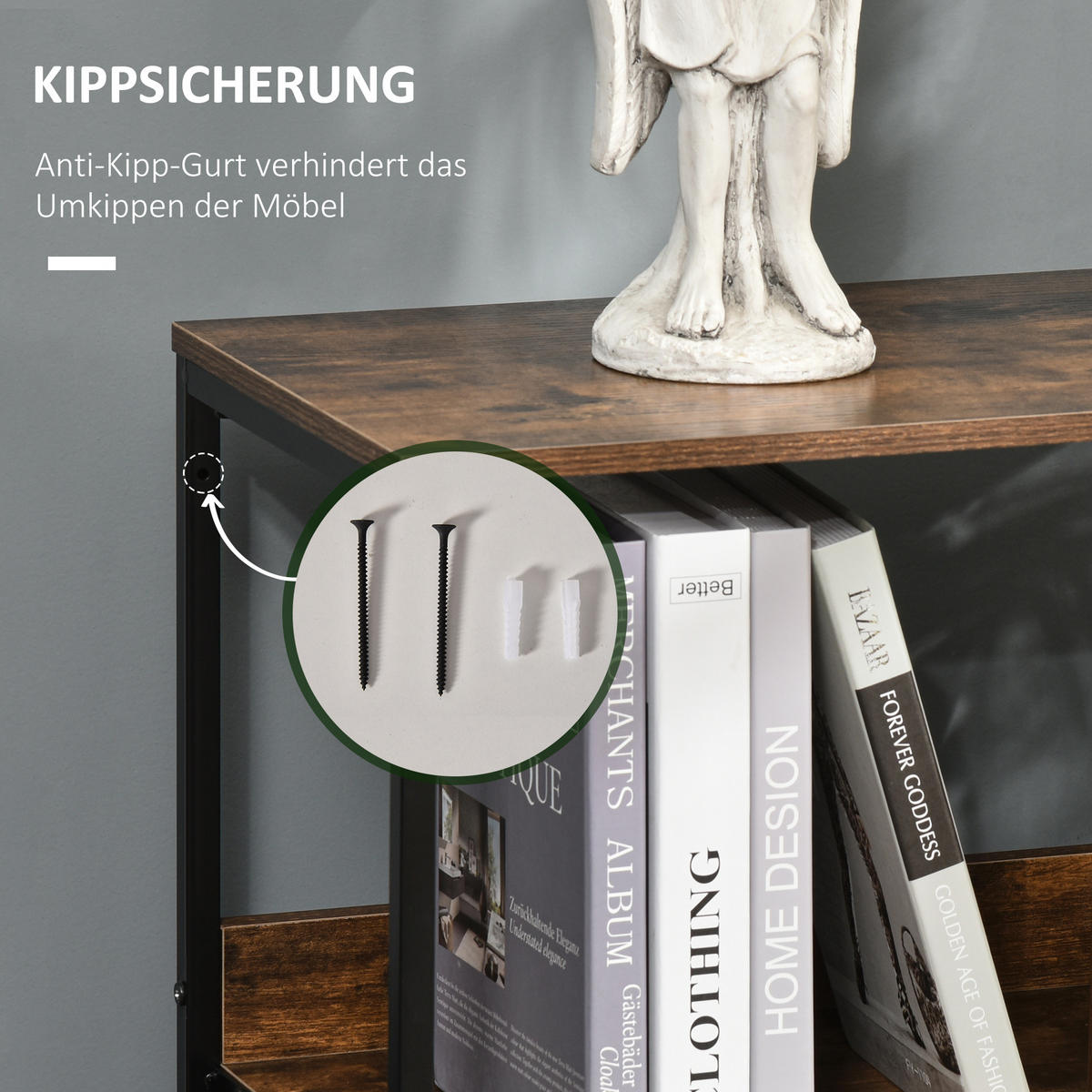 Kommode Polyester Metall Schwarz - Schwarz, Metall (29/81.5/58cm) - HOMCOM