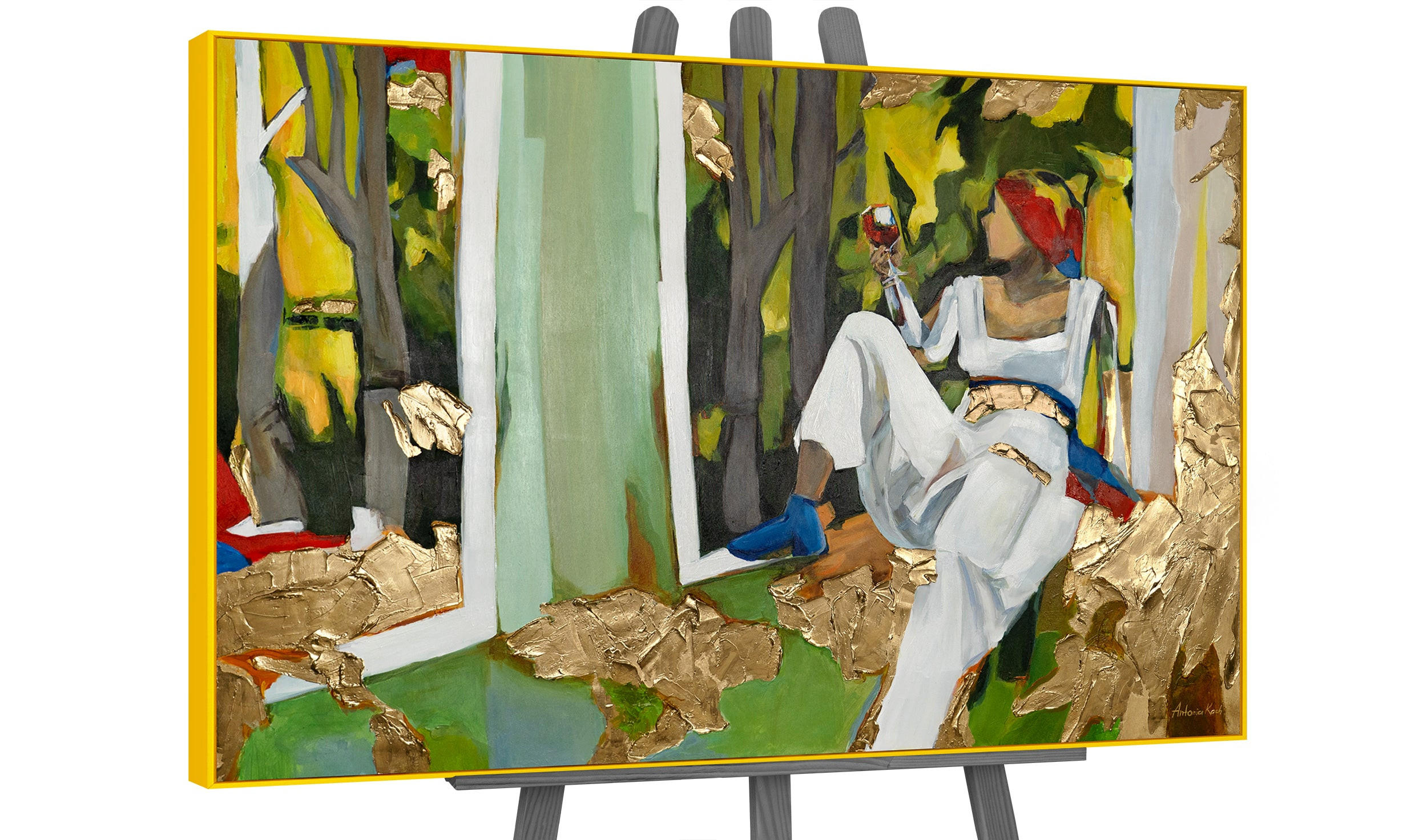 GEMÄLDE Inspiration Schattenfugenrahmen Gelb 120x80 cm - Gelb, Holz (120/80cm) - YS-art gallery