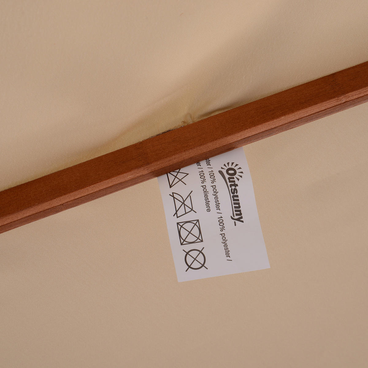 SONNENSCHIRM DE-11448 2-fach Dach, Holz, 2,7 m Beige - Beige, Holzwerkstoff (265/265cm) - ComfortXL