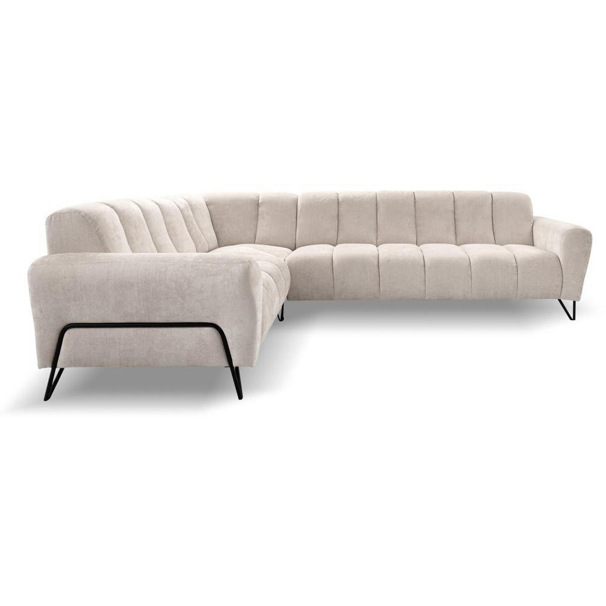 ECKSOFA Volare ohne Schlaffunktion beige rechts - Beige/Schwarz, Textil/Metall (295/235cm) - Beautysofa
