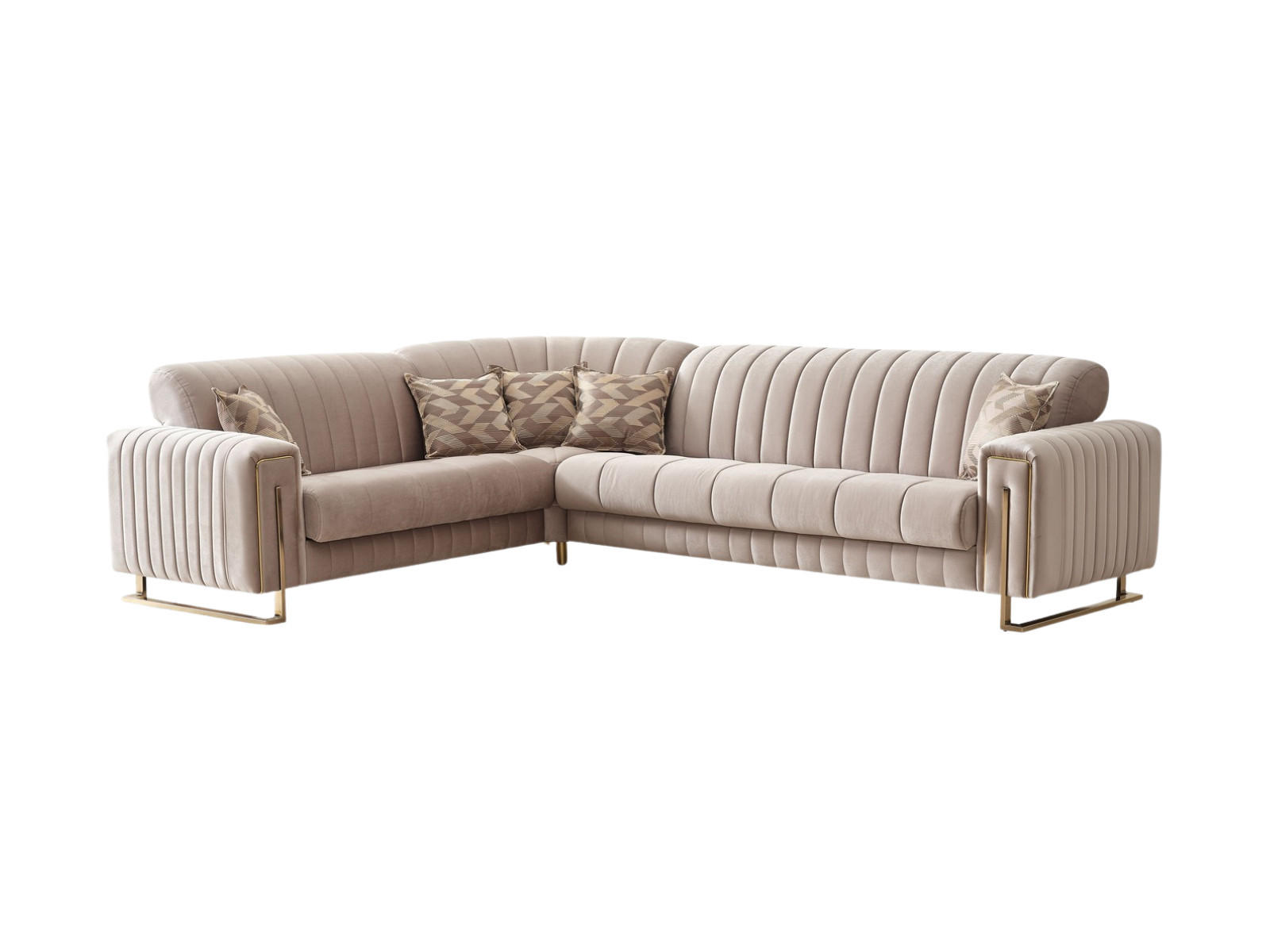 ECKSCHLAFSOFA Kochi Beige - Langer Schenkel Rechts - Beige, Holzwerkstoff/Kunststoff (245/315cm)