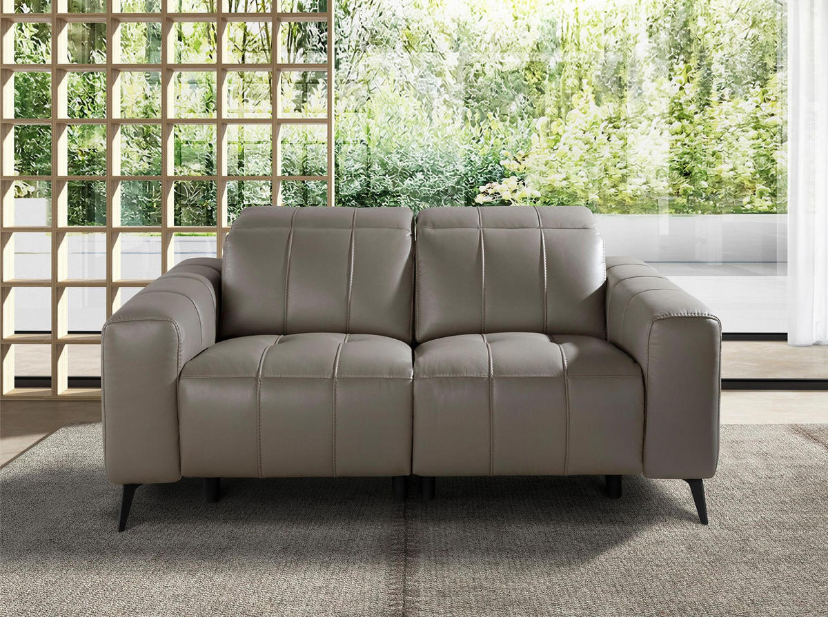 SOFA Klassisch Grau Schwarz 176/110/98 cm - Grau, Leder/Metall (176/98/110cm) - ANGEL CERDA
