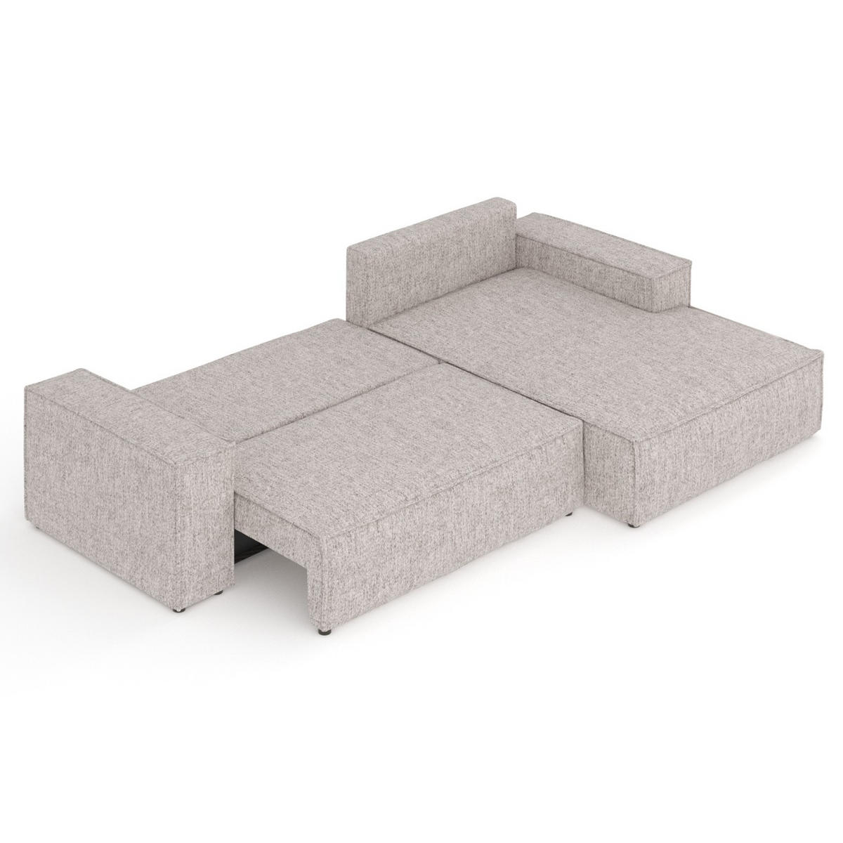 ECKSOFA TAURI mit Schlaffunktion Beige im Neve Stoff - Beige/Schwarz, Holz/Holzwerkstoff (294/185cm) - AltaBeds