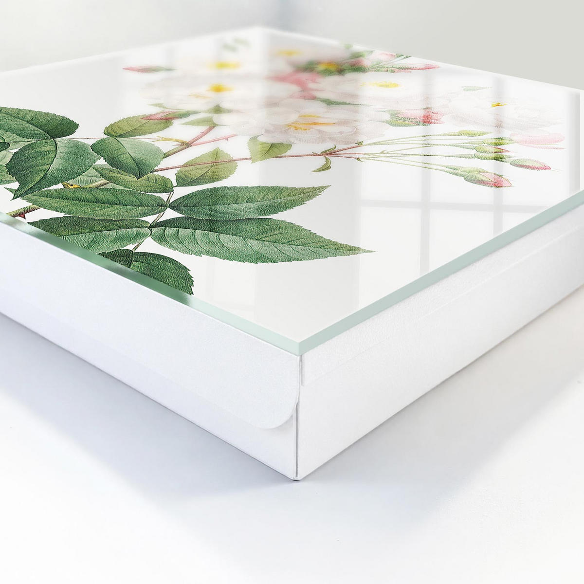 SCHLÜSSELBOX Weiß 30x30 cm – Türöffnung nach rechts - Blumenzauber - Weiß, Metall (30/30/5cm) - TULUP