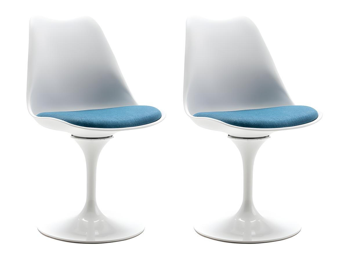 STUHL 2er-Set - Polypropylen & Metall - Blau & Weiß - XAFY - Blau, Kunststoff (56.5/82/49cm) - Vente-Unique