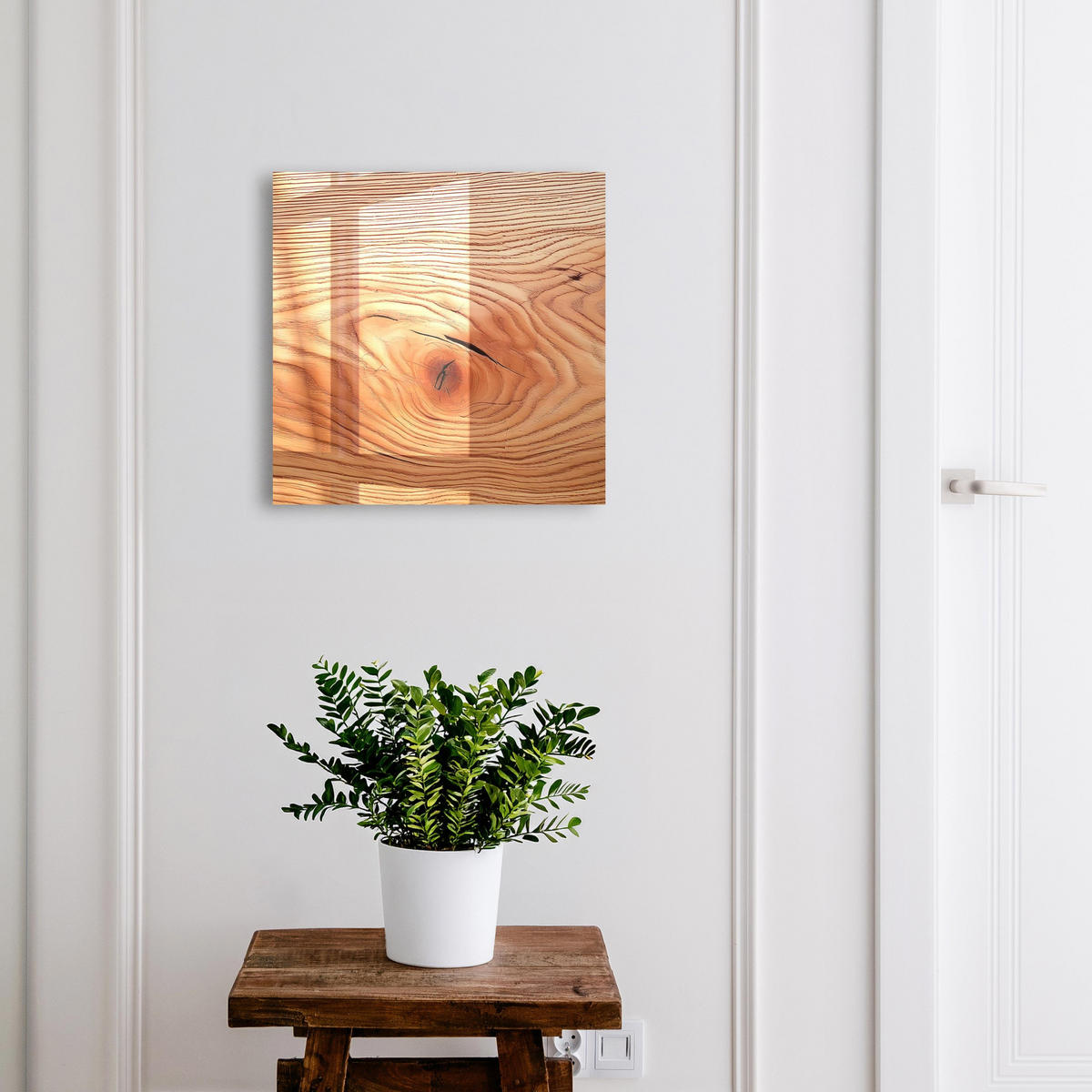 SCHLÜSSELBOX Weiß 30x30 cm – Türöffnung nach rechts - Holzmaserung - Braun, Metall (30/30/5cm) - TULUP