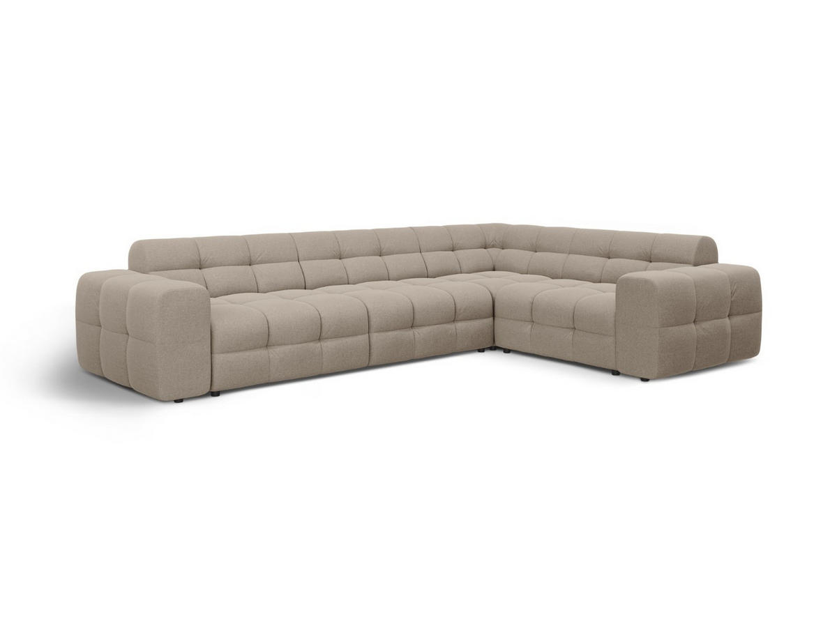 ECKSOFA rechts Kendal aus strukturiertem Stoff dunkelbeige 6 Sitzplätze - Mokka, Textil (231/332cm) - Micadoni
