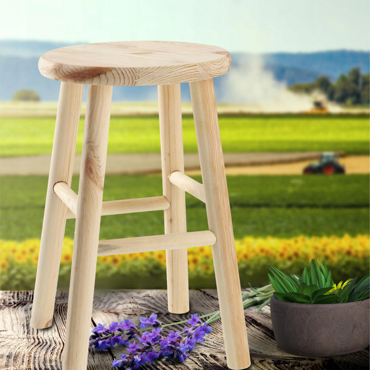 HOLZHOCKER 45 x 29 cm, natur - Naturfarben, Holz (29/45cm) - KADAX