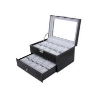 UHRENBOX FÜR 20 UHREN - Schwarz, Holzwerkstoff (20.5/16/28.5cm) - Hansiro