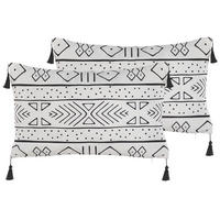 DEKOKISSEN 2er-Set Weiß 30/50 cm Schefflera - Weiß, Textil (30/50cm) - Beliani