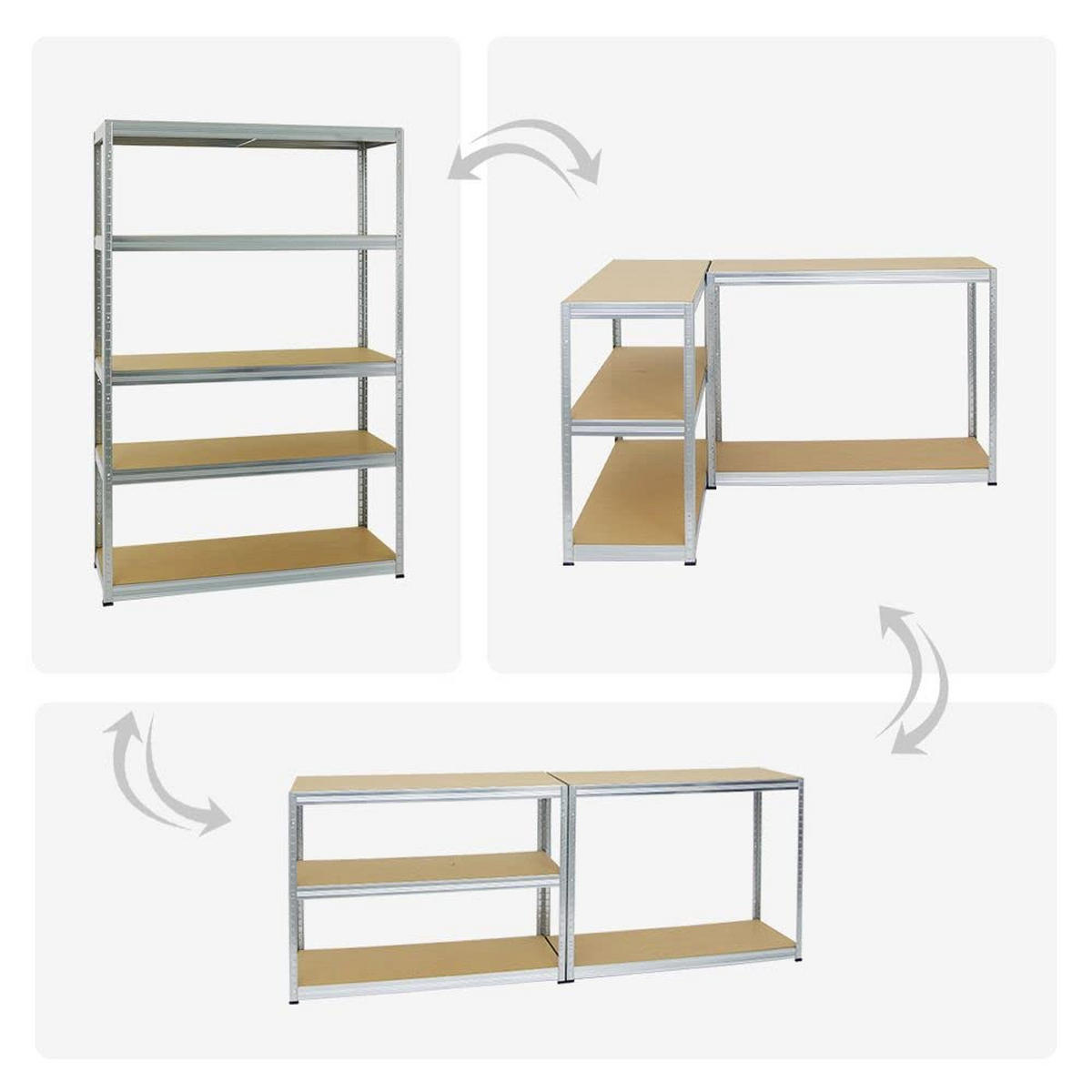 SCHWERLASTREGAL Big Elephant S 2er-Set mit 2x 180x120x45 cm Fachlast 250 kg Verzinkt - Silberfarben, Metall (240/180/45cm) - PROREGAL