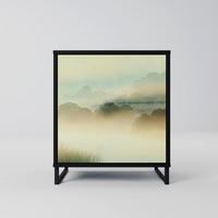 SIDEBOARD MORNING BY THE LAKE, Schwarz, 57,5x42x67,5 cm, Schwarze Metall-Rahmenfüße - Multicolor/Schwarz, Holzwerkstoff/Metall (57.5/67.5/42cm) - SpaceRebels