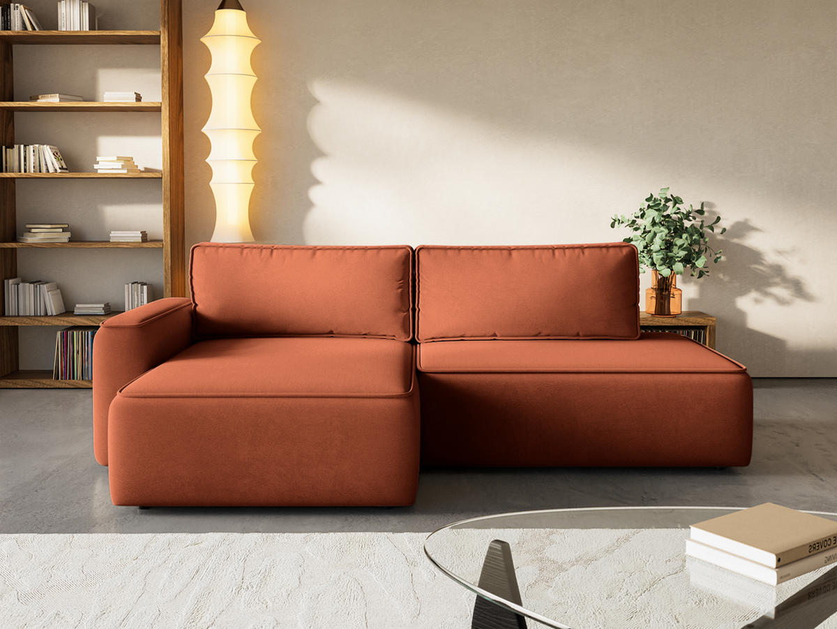 ECKSOFA Sarro mit Schlaffunktion, Rotbraun - Rostfarben, Textil (165/260cm) - Fedve