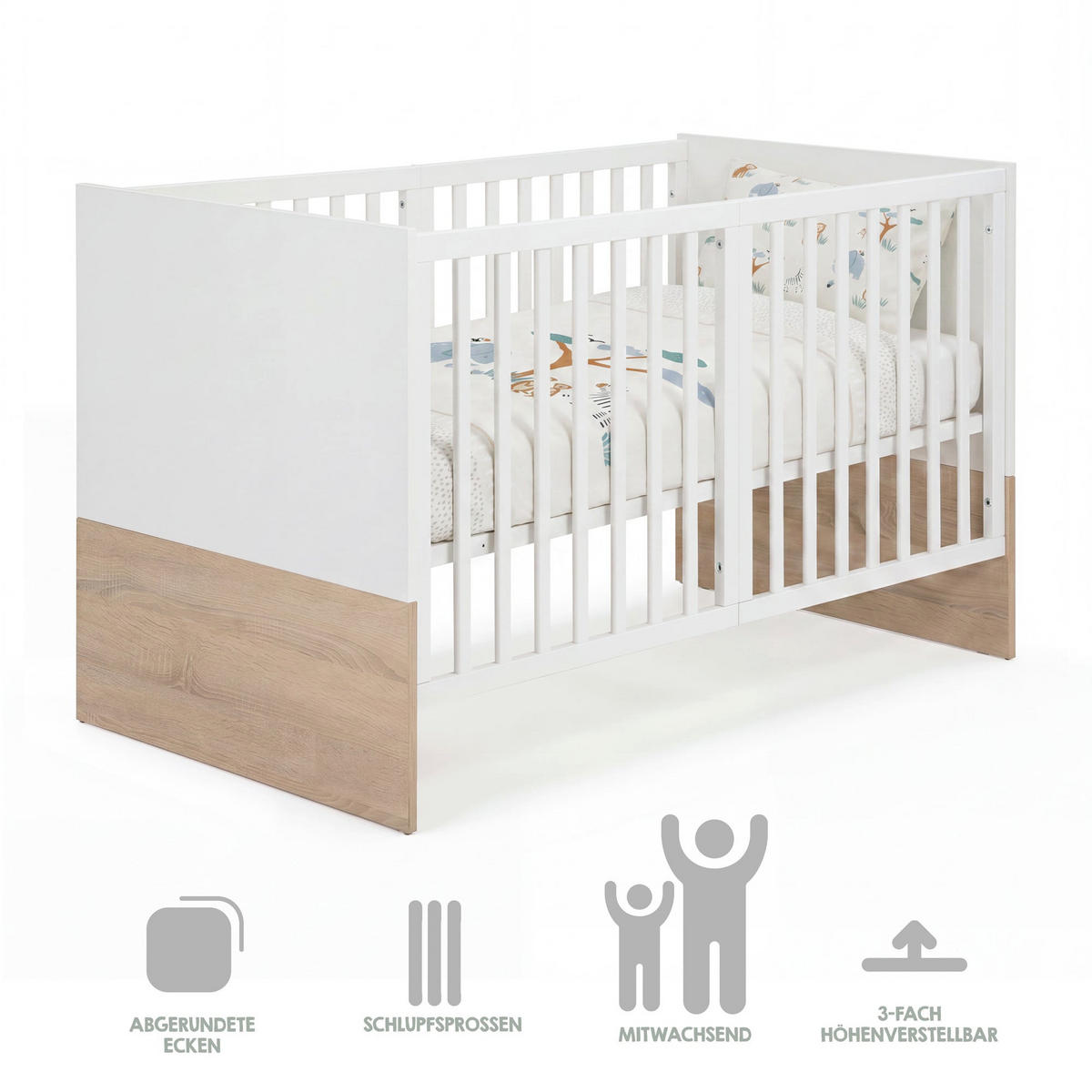 BABYBETT Gabriella 70 x 140 cm - Weiß, Holzwerkstoff (70/140cm) - Roba