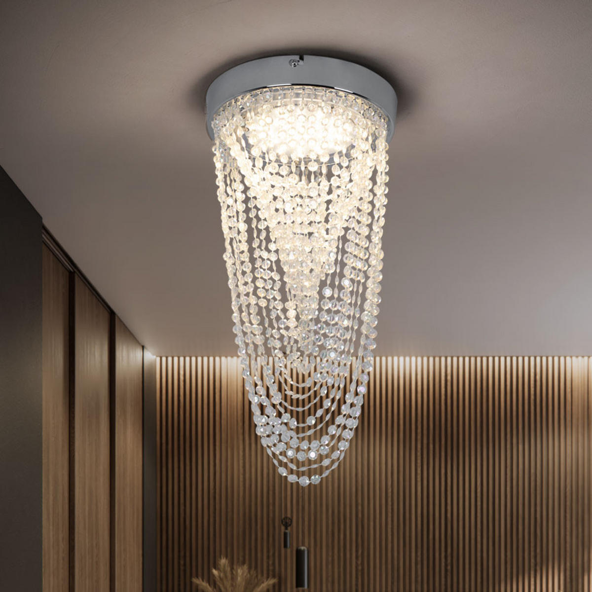 LED DECKENLEUCHTE Kira Chrom Kristall - Klar, Metall (20/20/34cm)