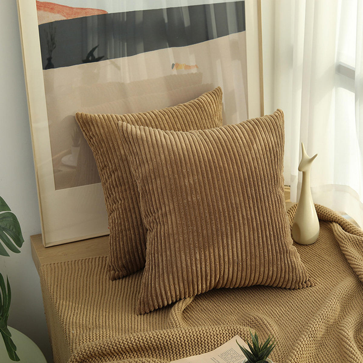 KISSENHÜLLE Plüsch Hellbraun 45*45cm - Currygelb, Textil (45/45cm) - Kaket