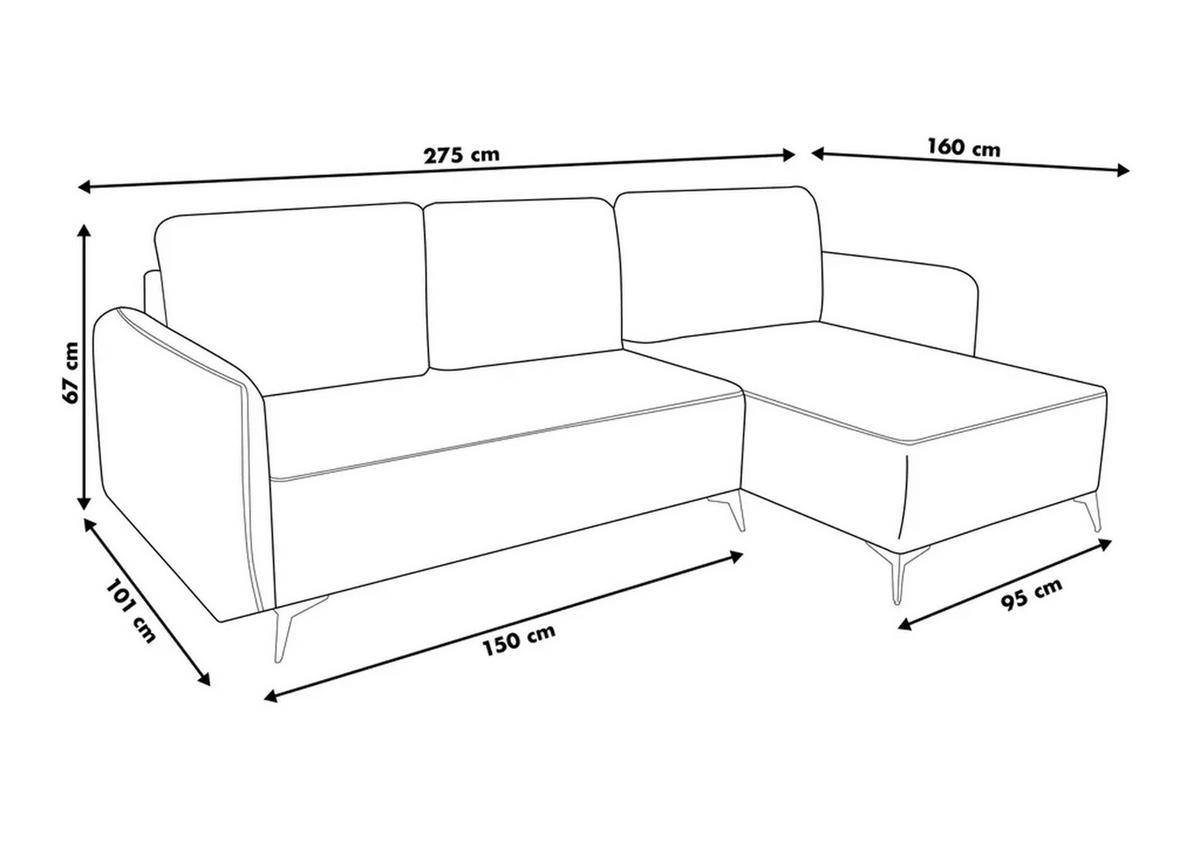ECKSOFA Lucky in L-Form mit Schlaffunktion und Bettkasten, Farbe: Grau, Strukturstoff, Ottomane Links oder Rechts - Grau, Textil (275/160cm) - VENASI MÖBEL