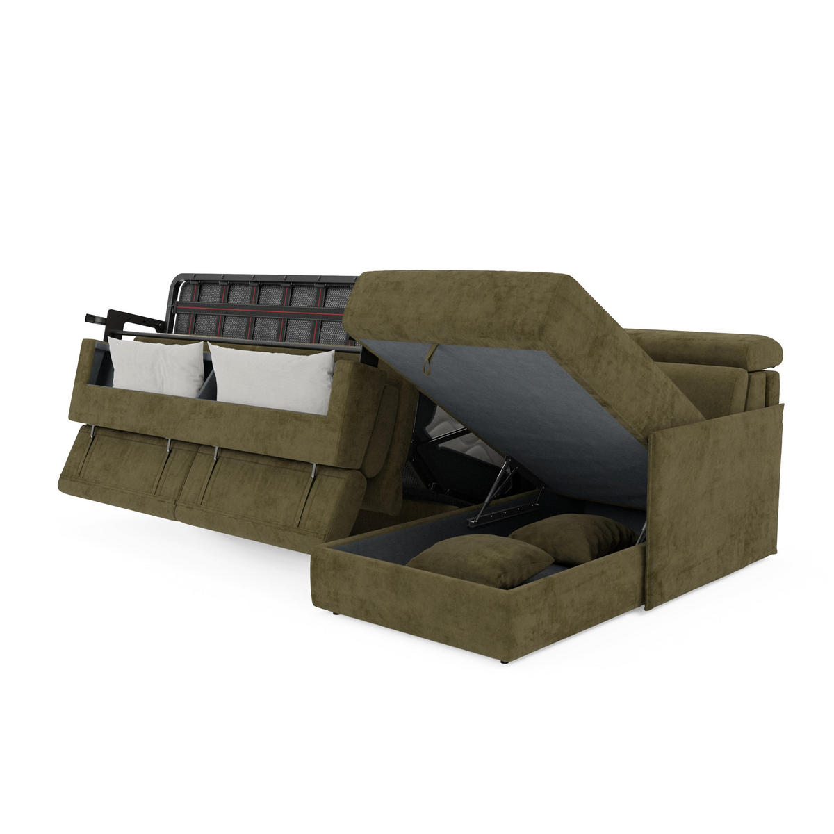 ECKSOFA Miryam - Grün, Metall (252/98cm) - Divani.store