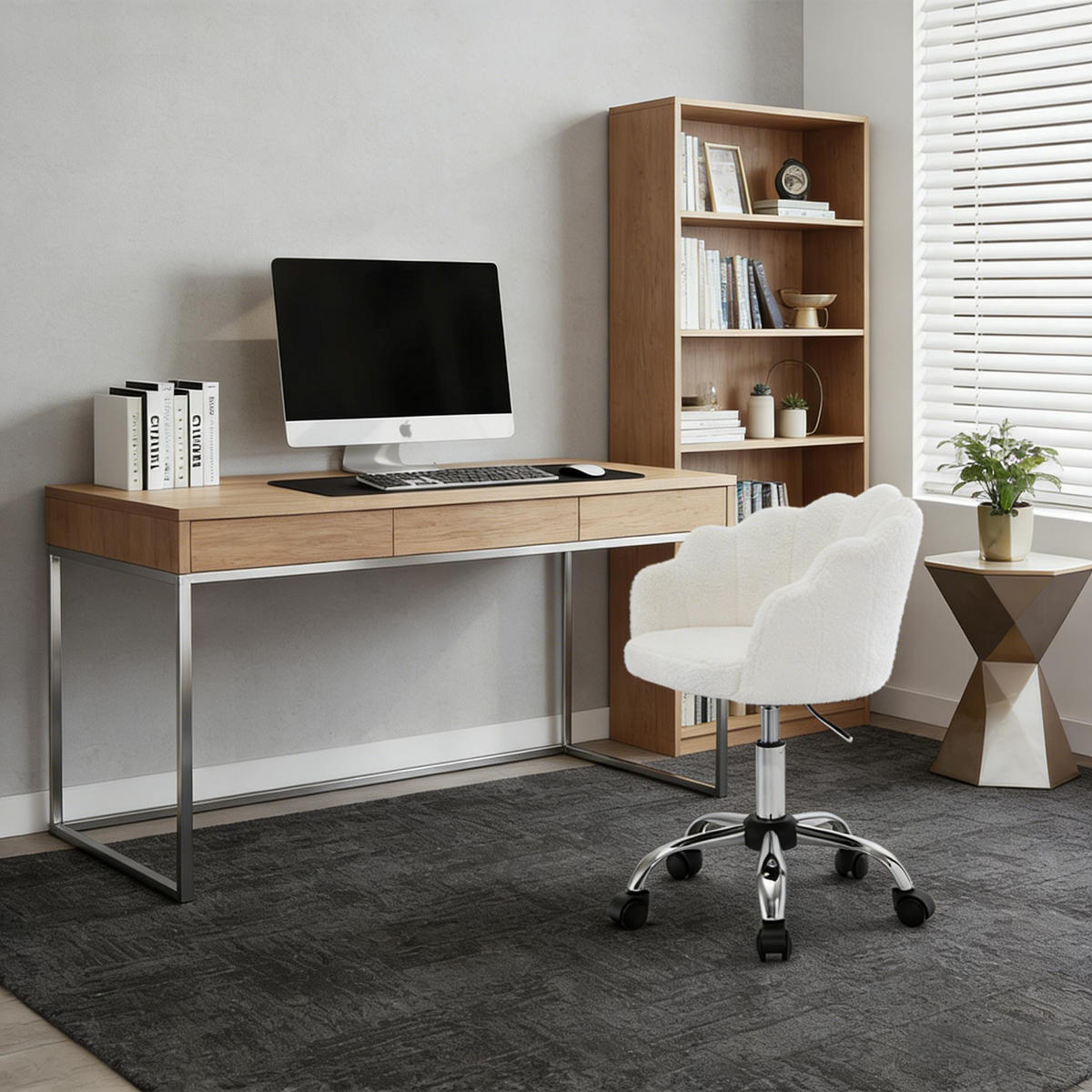 BÜROSTUHL Cremeweiß 37,50/55,00/81,50 cm - Creme, Metall (37.5/81.5/55cm) - PANGIVO