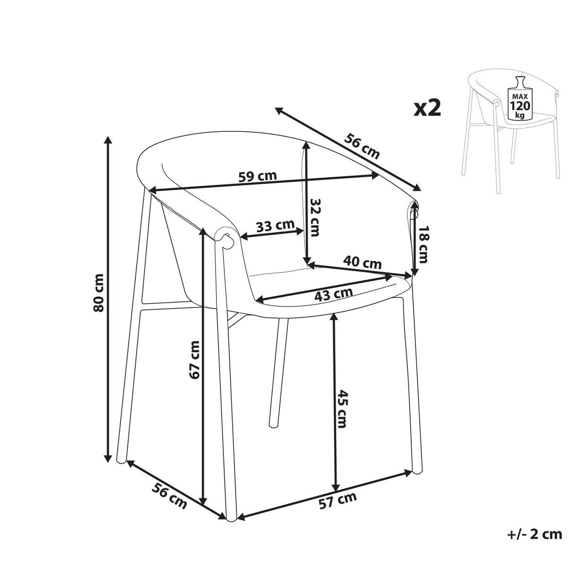 ESSZIMMERSTUHL 2er-Set mintgrün/schwarz Ames - Schwarz/Grün, Textil (59/80/56cm) - Beliani