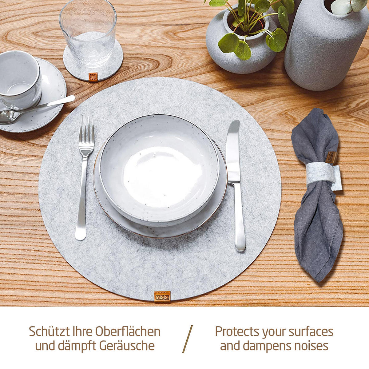 SERVIETTENRINGE 6er-Set - Hellgrau, Textil (5/16cm) - Miqio Design