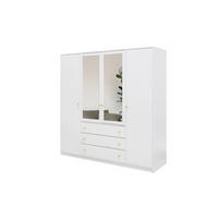 DREHTÜRENSCHRANK GALIO 196/200/57,5 cm 4-türig mit Spiegel Weiß - Weiß, Holzwerkstoff (196/200/57.5cm) - MASSENO