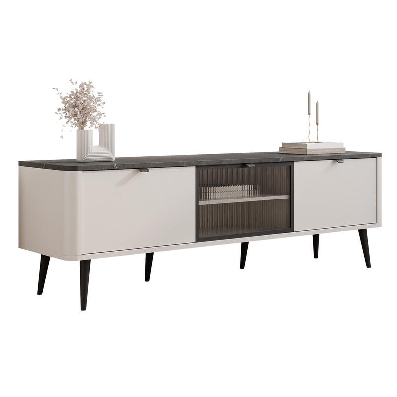 TV-LOWBOARD NAVANI stehend, 160 cm Kaschmir/Grau - Schwarz/Grau, Holzwerkstoff/Metall (160/52/40cm) - Idohome