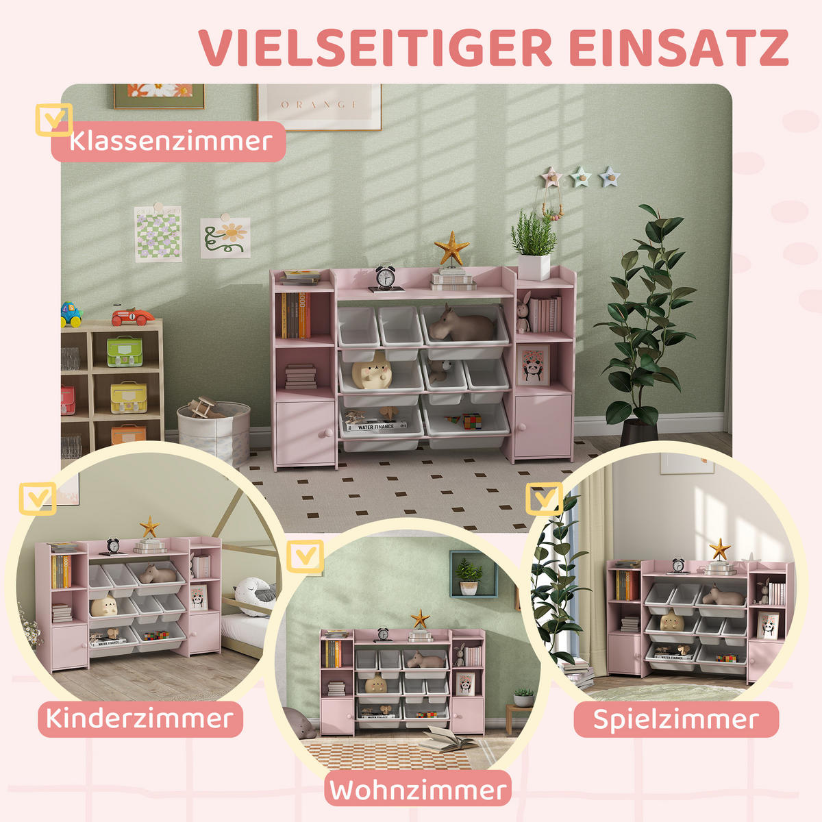 AUFBEWAHRUNGSREGAL DE-09562 Rosa - Pink, Holzwerkstoff (140/90/30cm) - ComfortXL