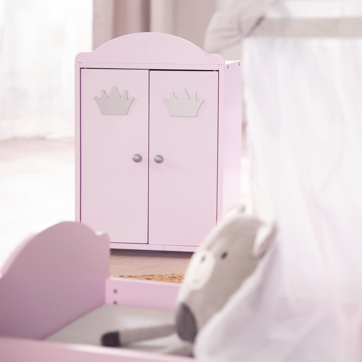 PUPPENSCHRANK Prinzessin Sophie - Rosa, Holzwerkstoff (34.5/51.5/21cm) - Roba